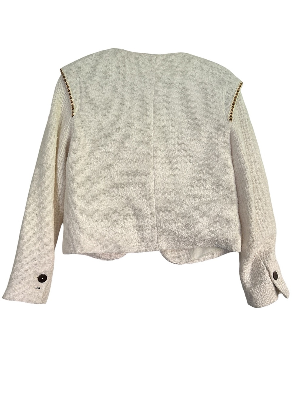 ZARA Ecru Textured Pronounced button blazer jacket - Picture 5 of 6